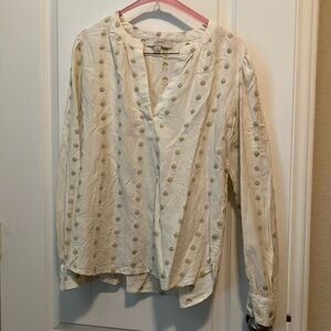 LOFT Ivory Textured Dot Blouse
